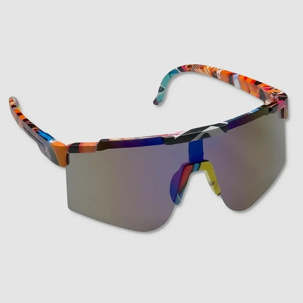 Hurley Semi-Rimless Shield Polarized Sunglasses NEW Abstract - #49561-SUN4